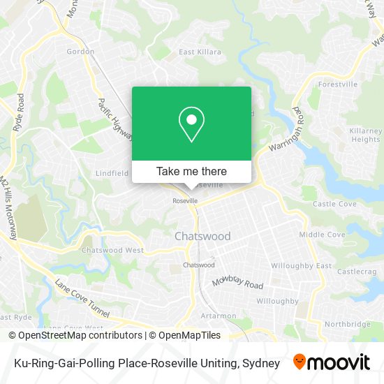Ku-Ring-Gai-Polling Place-Roseville Uniting map
