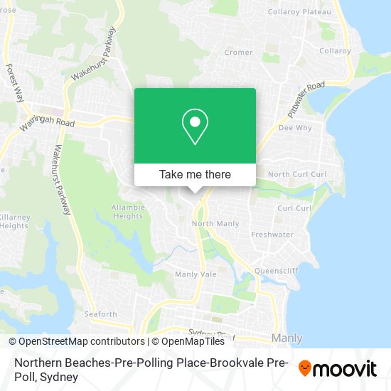 Northern Beaches-Pre-Polling Place-Brookvale Pre-Poll map
