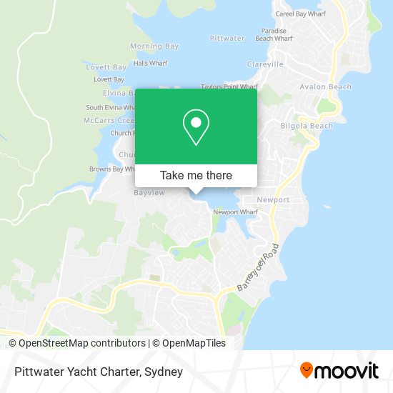 Pittwater Yacht Charter map