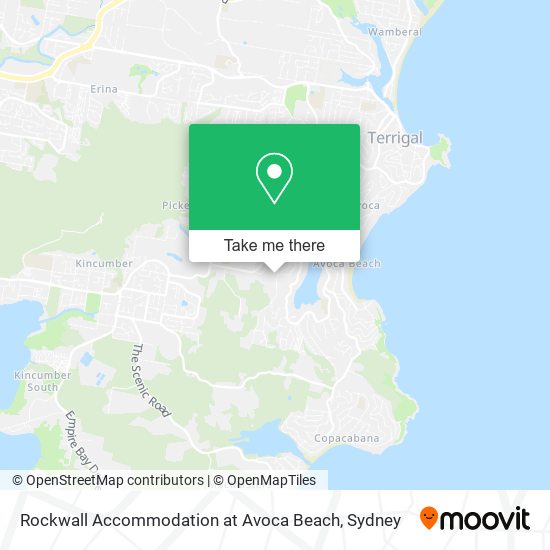 Mapa Rockwall Accommodation at Avoca Beach