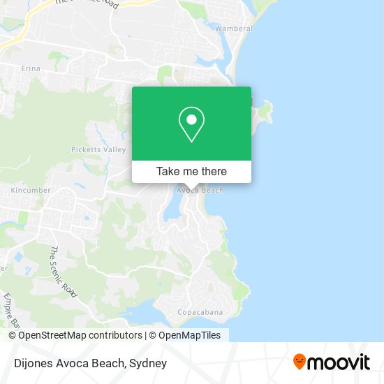 Mapa Dijones Avoca Beach