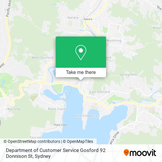 Department of Customer Service Gosford 92 Donnison St map