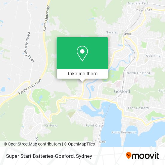 Super Start Batteries-Gosford map