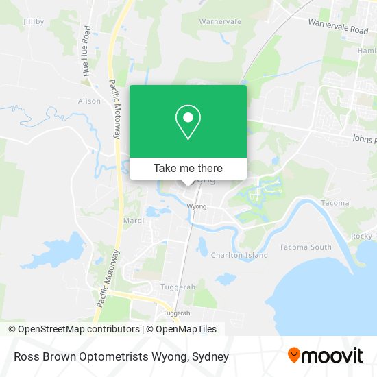 Ross Brown Optometrists Wyong map