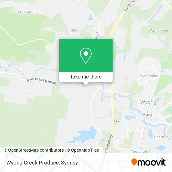 Mapa Wyong Creek Produce