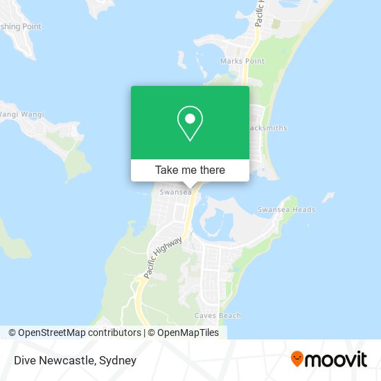Dive Newcastle map