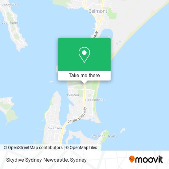 Skydive Sydney-Newcastle map