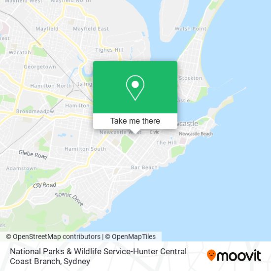 Mapa National Parks & Wildlife Service-Hunter Central Coast Branch