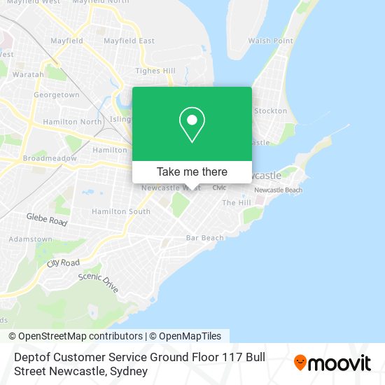 Deptof Customer Service Ground Floor 117 Bull Street Newcastle map