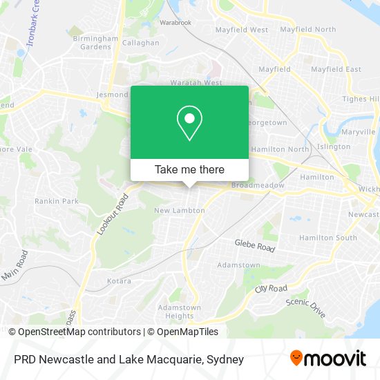 PRD Newcastle and Lake Macquarie map
