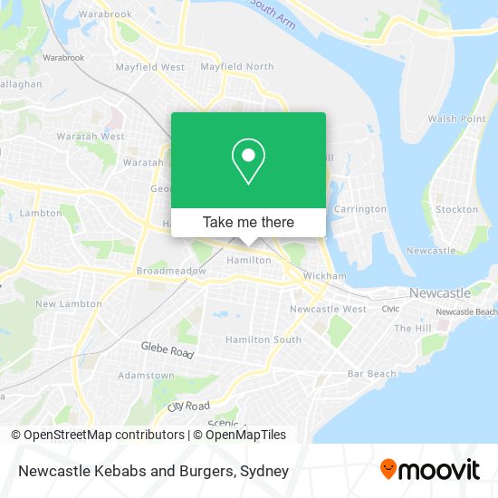 Newcastle Kebabs and Burgers map