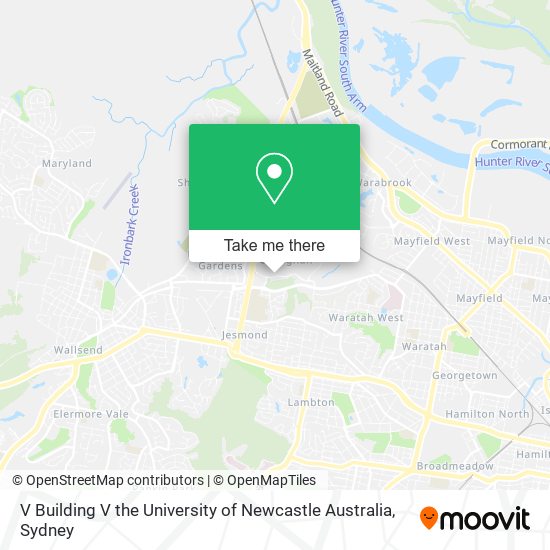 V Building V the University of Newcastle Australia map