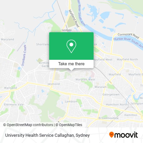 University Health Service Callaghan map