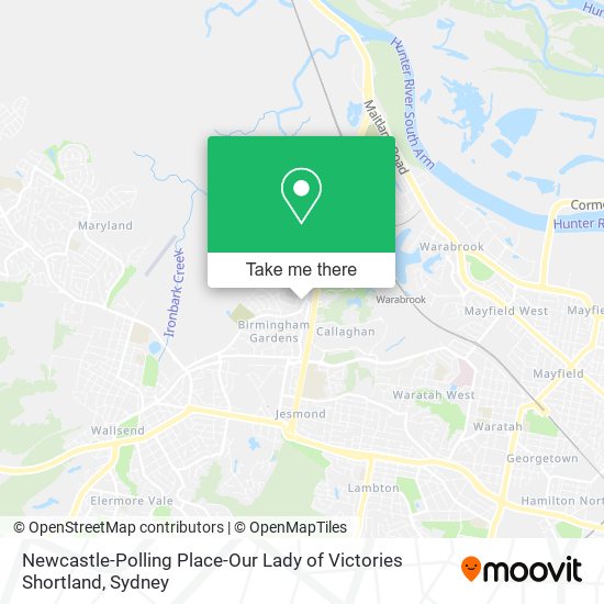 Newcastle-Polling Place-Our Lady of Victories Shortland map