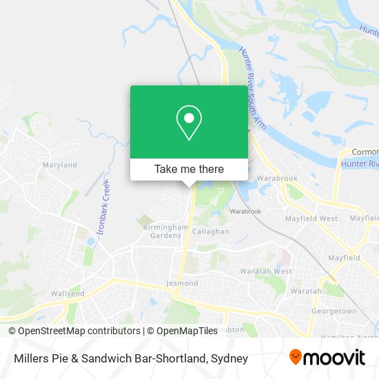 Mapa Millers Pie & Sandwich Bar-Shortland