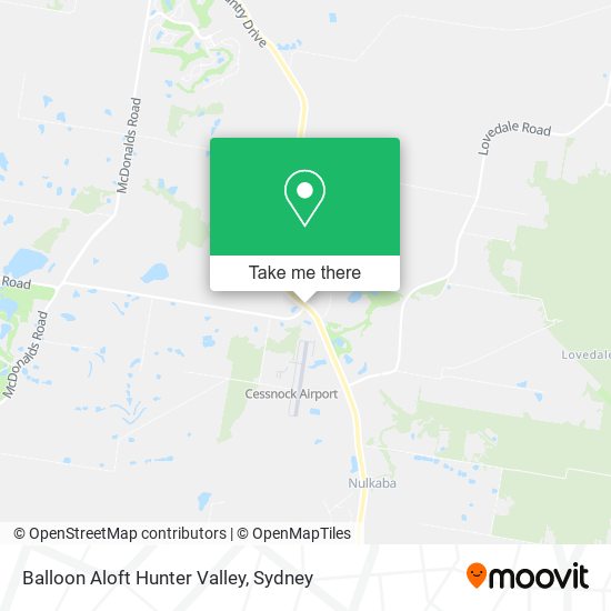 Mapa Balloon Aloft Hunter Valley