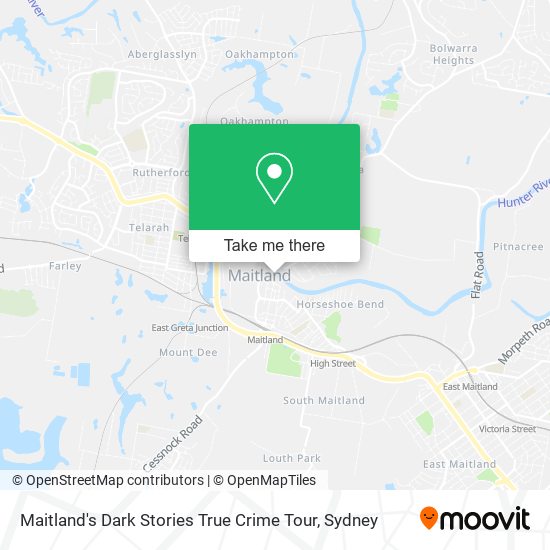 Maitland's Dark Stories True Crime Tour map