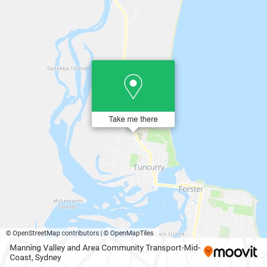 Mapa Manning Valley and Area Community Transport-Mid-Coast