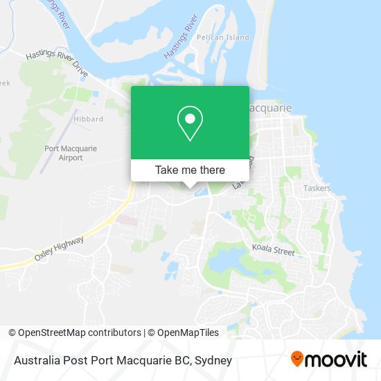 Mapa Australia Post Port Macquarie BC