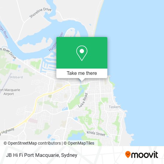 JB Hi Fi Port Macquarie map