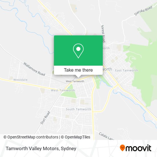 Mapa Tamworth Valley Motors