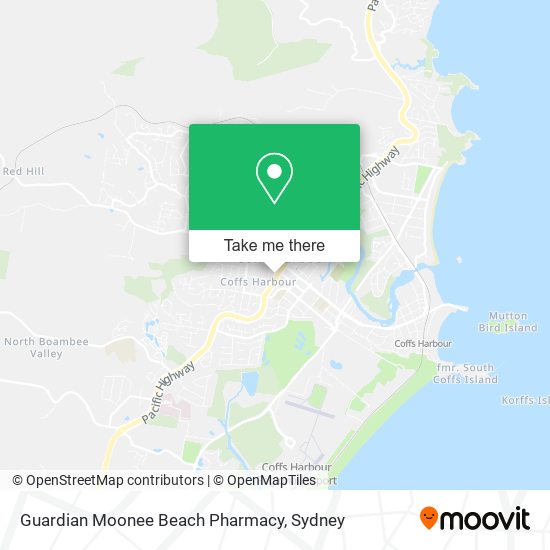 Mapa Guardian Moonee Beach Pharmacy