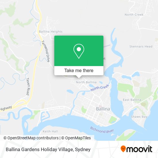 Mapa Ballina Gardens Holiday Village