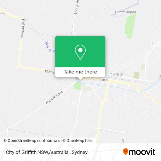 City of Griffith,NSW,Australia. map