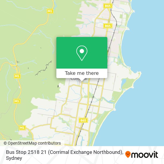 Mapa Bus Stop 2518 21 (Corrimal Exchange Northbound)