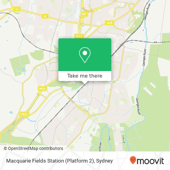 Macquarie Fields Station (Platform 2) map