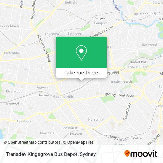 Mapa Transdev Kingsgrove Bus Depot
