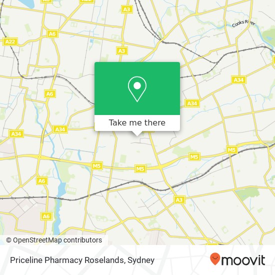 Mapa Priceline Pharmacy Roselands