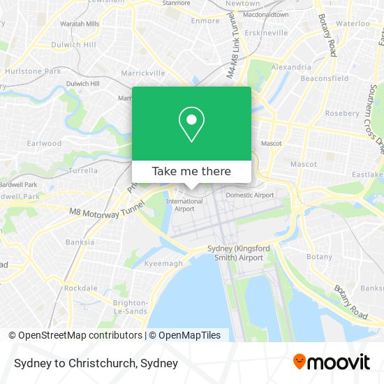 Sydney to Christchurch map