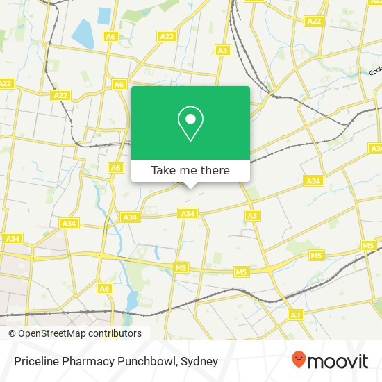 Mapa Priceline Pharmacy Punchbowl