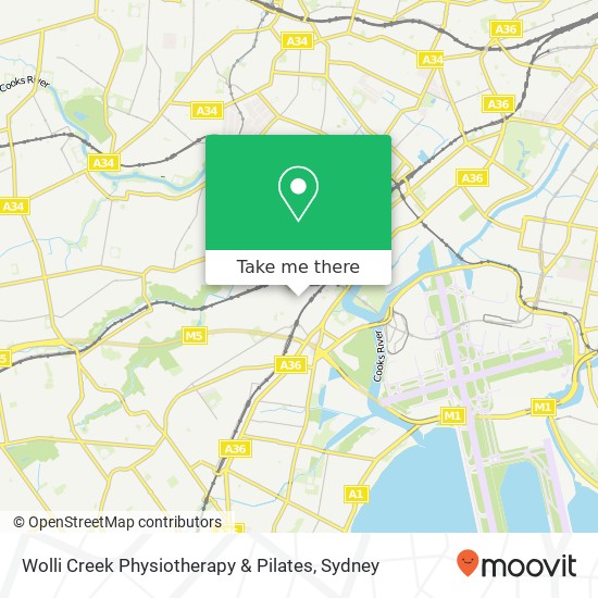 Mapa Wolli Creek Physiotherapy & Pilates