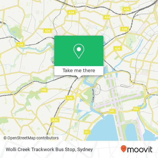 Mapa Wolli Creek Trackwork Bus Stop