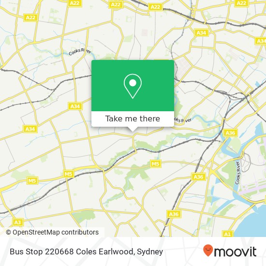 Bus Stop 220668 Coles Earlwood map