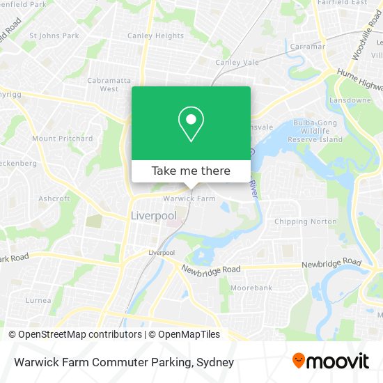 Mapa Warwick Farm Commuter Parking