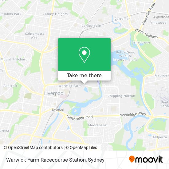 Mapa Warwick Farm Racecourse Station