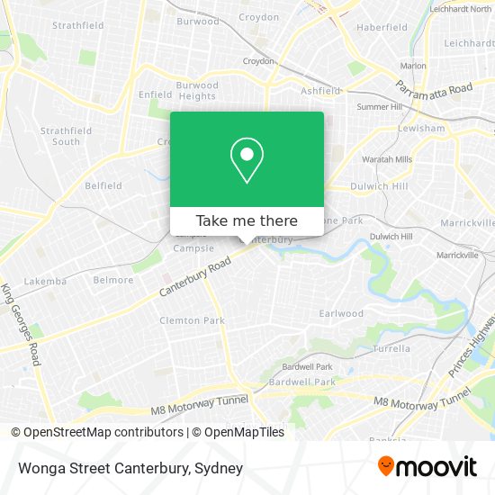 Wonga Street Canterbury map