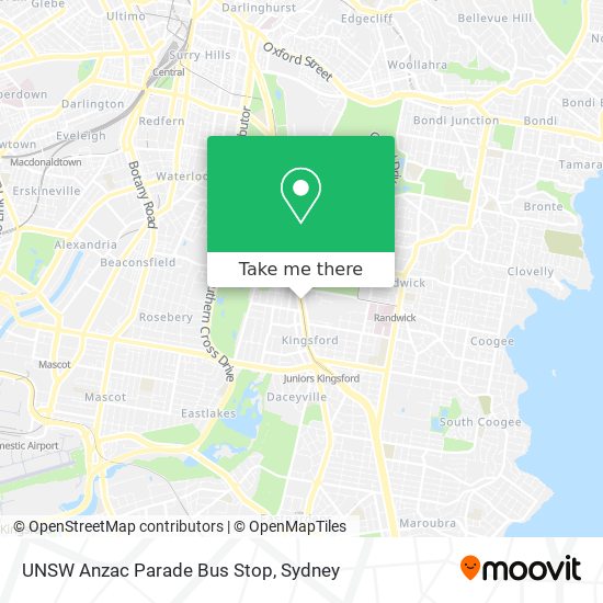 UNSW Anzac Parade Bus Stop map