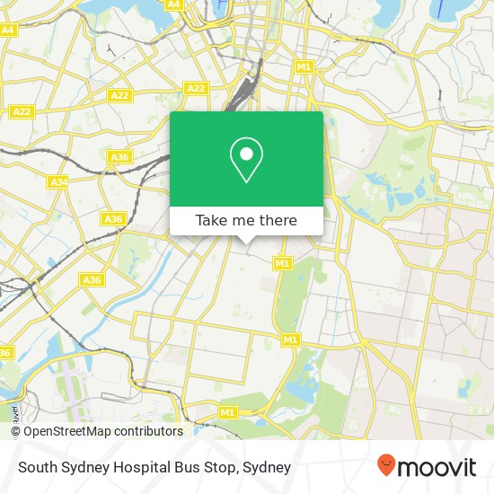 South Sydney Hospital Bus Stop map