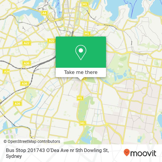 Bus Stop 201743 O'Dea Ave nr Sth Dowling St map