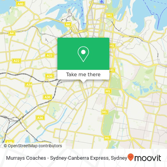 Murrays Coaches - Sydney-Canberra Express map