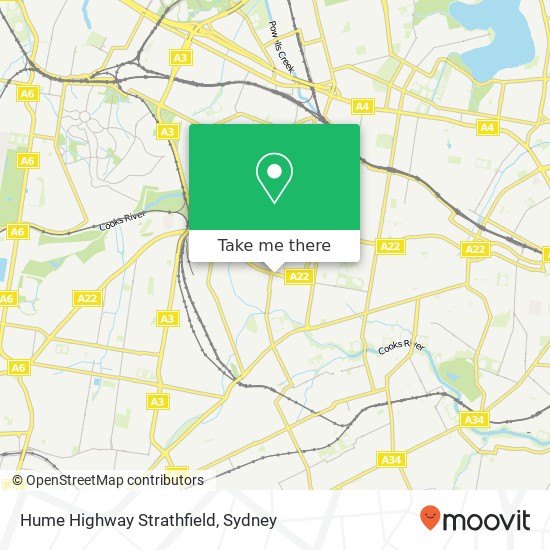 Mapa Hume Highway Strathfield