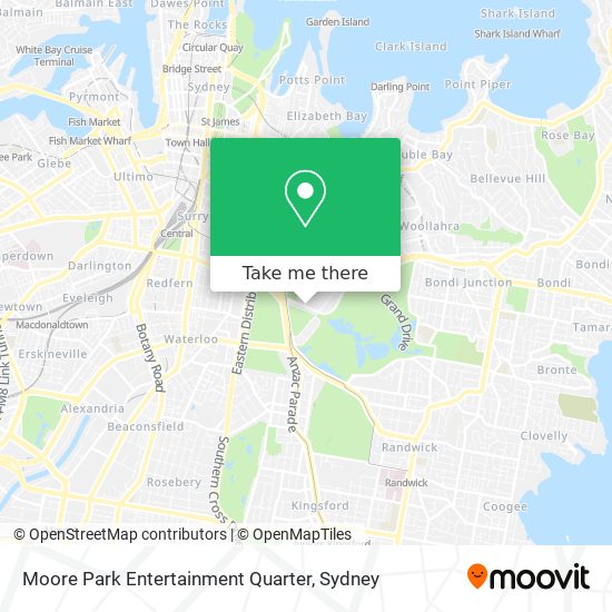 Mapa Moore Park Entertainment Quarter
