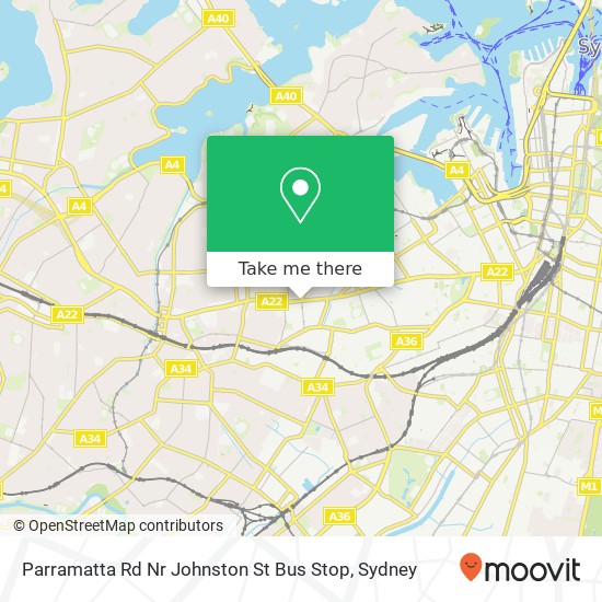 Parramatta Rd Nr Johnston St Bus Stop map