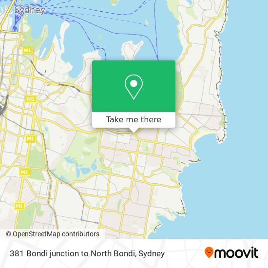 Mapa 381 Bondi junction to North Bondi