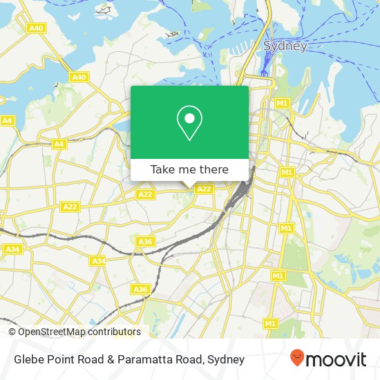 Mapa Glebe Point Road & Paramatta Road