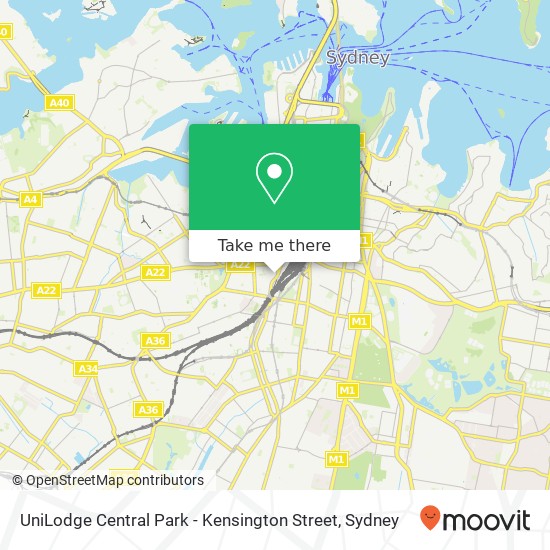 Mapa UniLodge Central Park - Kensington Street